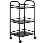 Carrito utilitario de metal BAKAJI para baño, cocina, peluquería o esteticista con 4 ruedas giratorias, 3 estantes, dimensiones 40 x 35 x 75 cm, carrito multifuncional de 3 niveles (negro)