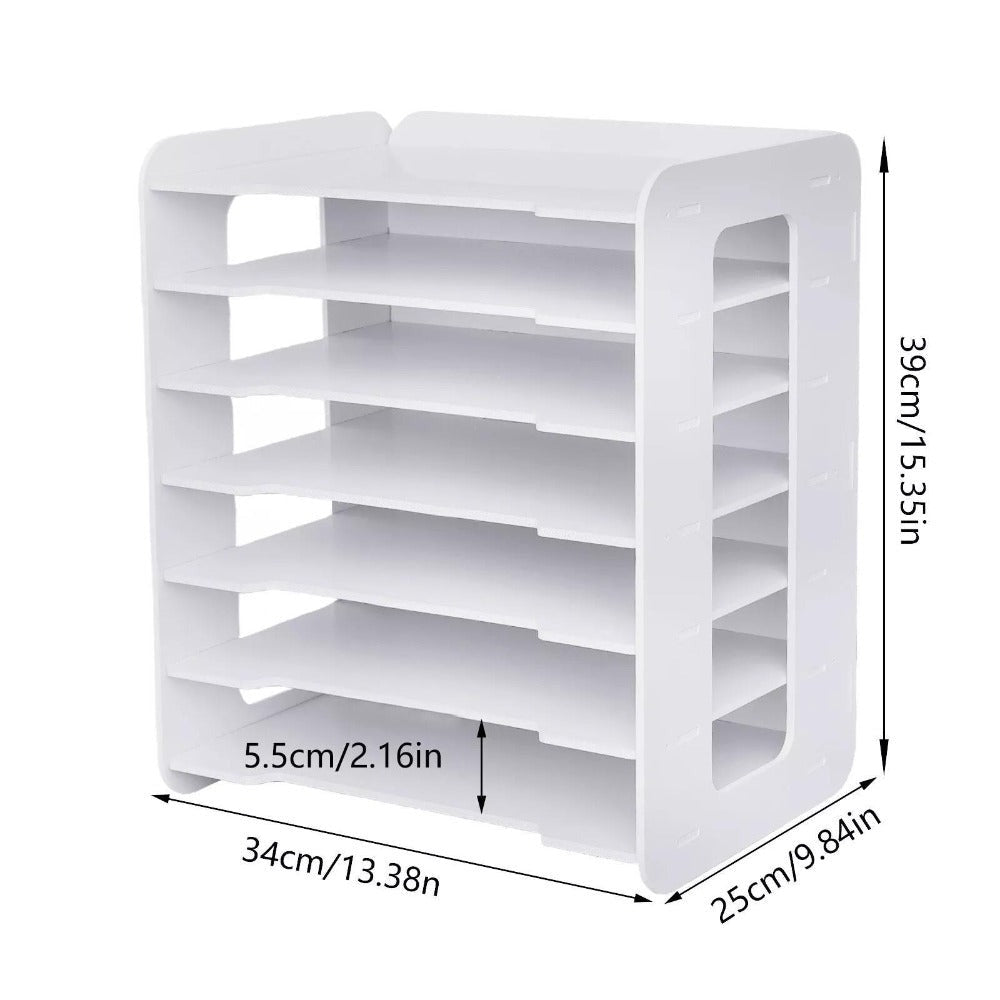 Organizador de Papel de Oficina para Escritorio, Soporte para Archivos de Escritorio, Bandeja para Cartas y Soporte para Papel A4, Hojas para Documentos para la Oficina en Casa, 33.99 X 24.99 X 38.99 cm
