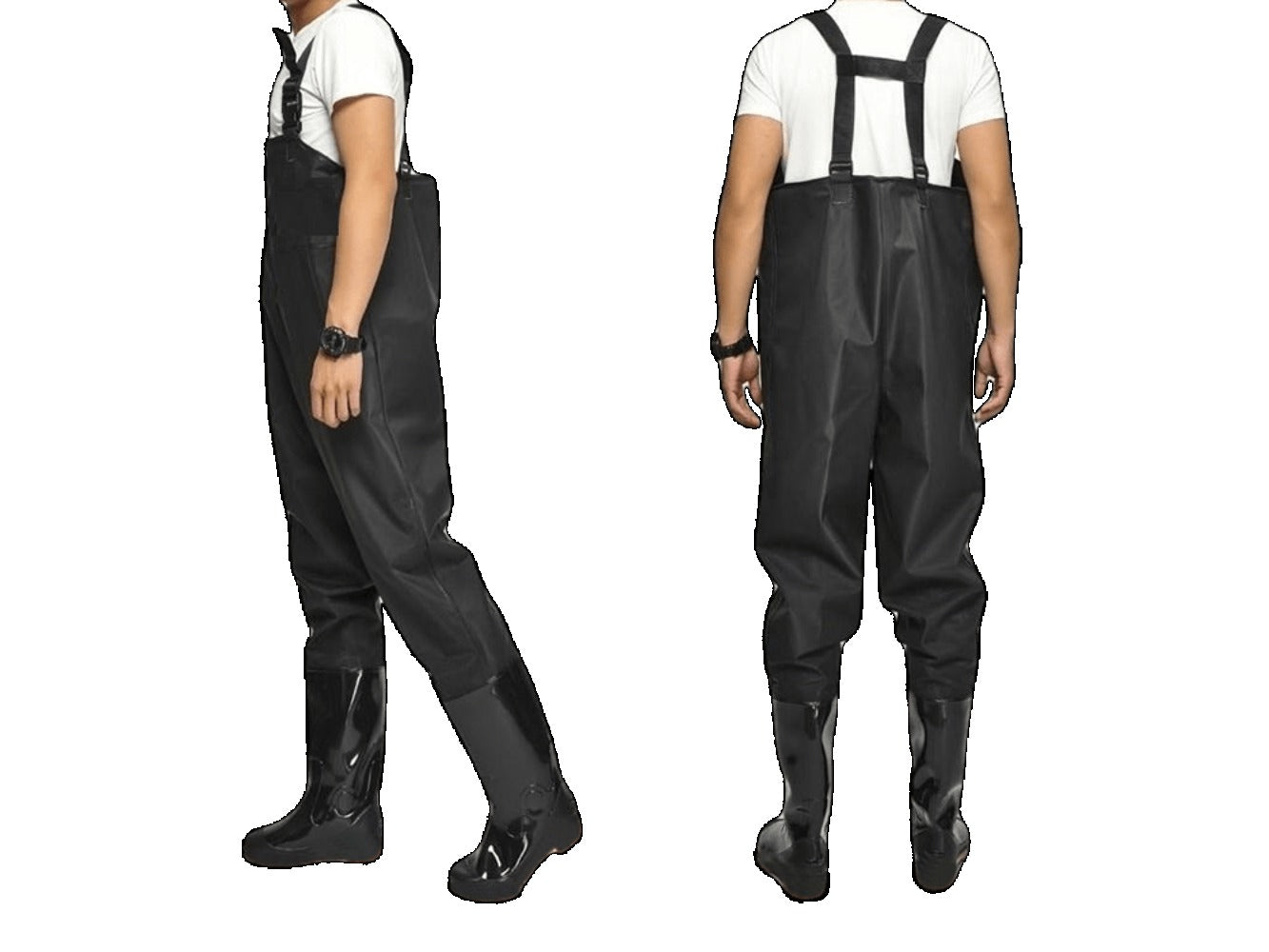 Botas de Vadeo Impermeables para Pesca, Botas de PVC Duraderas para Pesca y Trabajo en Agua, Vadeo con Correas Ajustables, Vadeo Protector con Suela Antideslizante, Alta Resistencia a Daños Mecánicos, Vadeo Profesional para Pesca y Nadar, Botas Cómodas pa