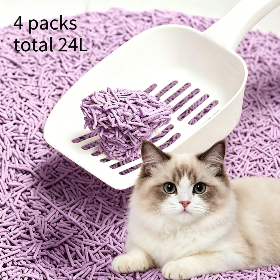 Arenero para gatos de tofu 6L - Sin polvo, fácil de formar bolas, control de olores - y seguro para gatitos - Paquete de 4 bolsas