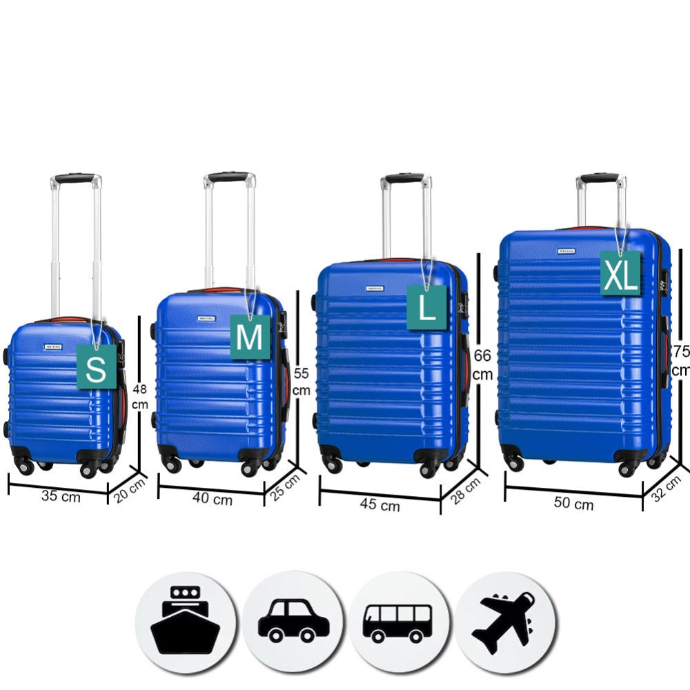 Conjunto PROVITERA de 4 Maletas Rígidas de ABS, Maleta Rígida S-M-L-XL con Asa Telescópica de Gel y 4 Ruedas de Rodadura Fácil, Trolley Ligero y Resistente al Viaje, Equipaje de Mano con Cerradura de Código, Mangos de Gel Ergonómicos, Ruedas Giratorias de