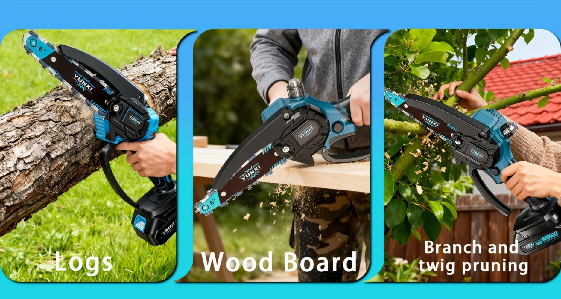 Motosierras Eléctricas Inalámbricas, Motor sin Escobillas, Ajustable en Múltiples Niveles, Herramienta de Potencia, con Protector de Salpicaduras, Ideal para Podar Ramas y Madera en Patios y Jardines, Regalo Perfecto para Hombres, Esposos y Padres, Opcion