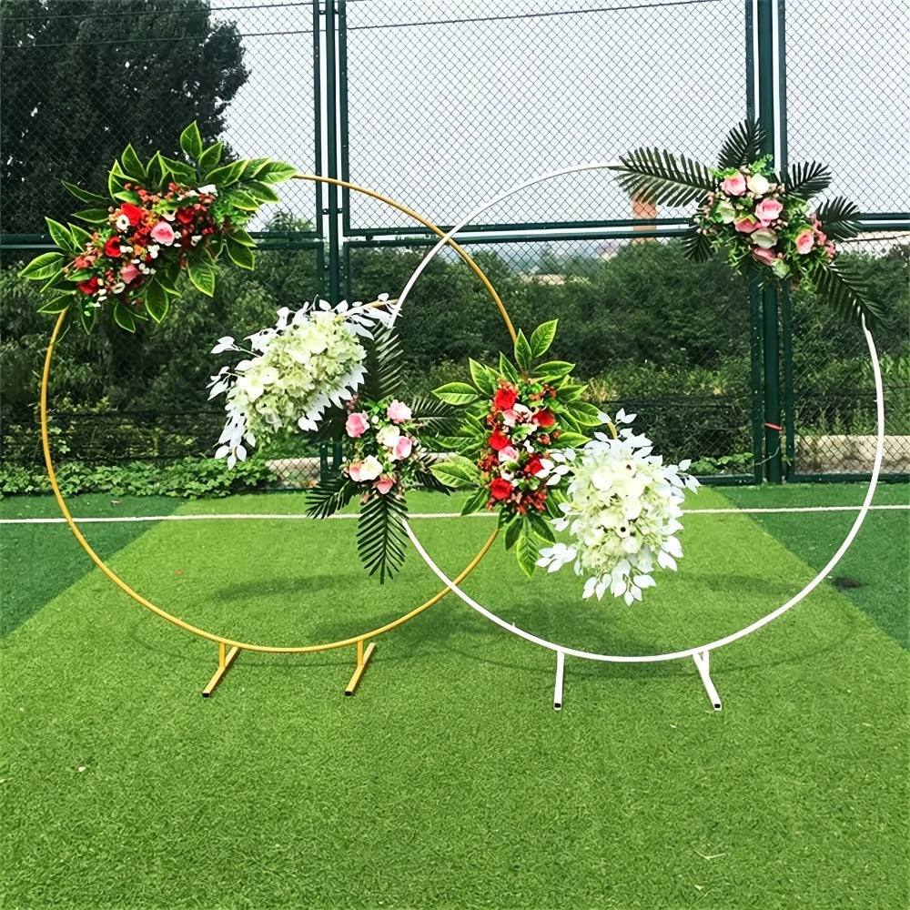 Soporte base de 2 m, trípode circular de metal para fondo, exhibidor de flores y globos, para decoración de fondo de fiesta, escena de boda, soporte de fotografía, aniversario, fiesta temática, Día de San Valentín, Halloween, Navidad, Día de Acción de Gra