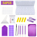 Kit de herramientas y adiciones para pintura de diamantes sintéticos 5D de 56 piezas con juego de bordado de diamantes y pinzas para manualidades artísticas de fabricación de pinceles de varios tamaños para adultos y cuchillo de goma corrector