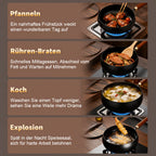 Sartén de hierro fundido duradera, fondo redondo, sartén de hierro forjado sin recubrimiento, fácil de limpiar, apta para estufas de inducción y gas, utensilios de cocina multifuncionales, apta para el hogar, restaurante y camping al aire libre, incluye t