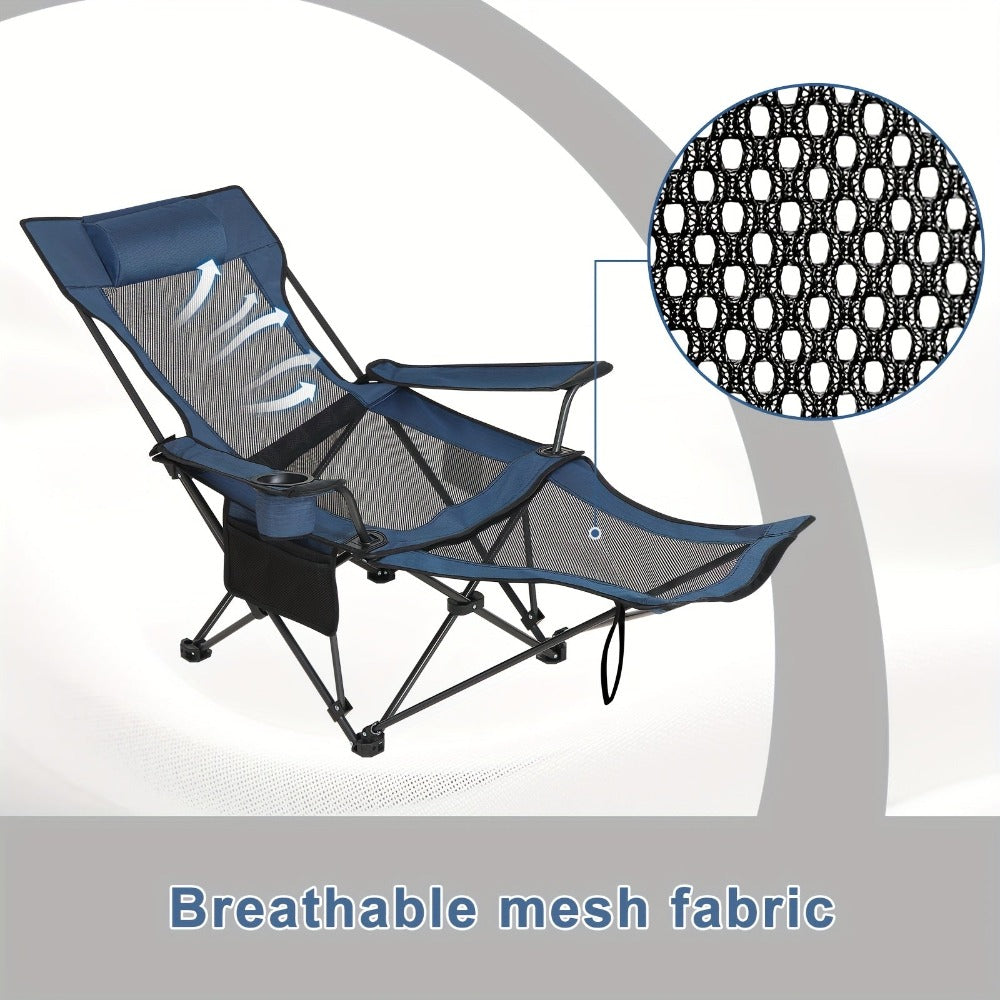 1pieza Silla de exterior para muebles de jardín para camping senderismo suministros de ocio al aire libre multifuncional modular 4-en-1 silla plegable de camping pesca asiento de banco de doble propósito (reposapiés extraíble/Ajuste de respaldo de cuatro