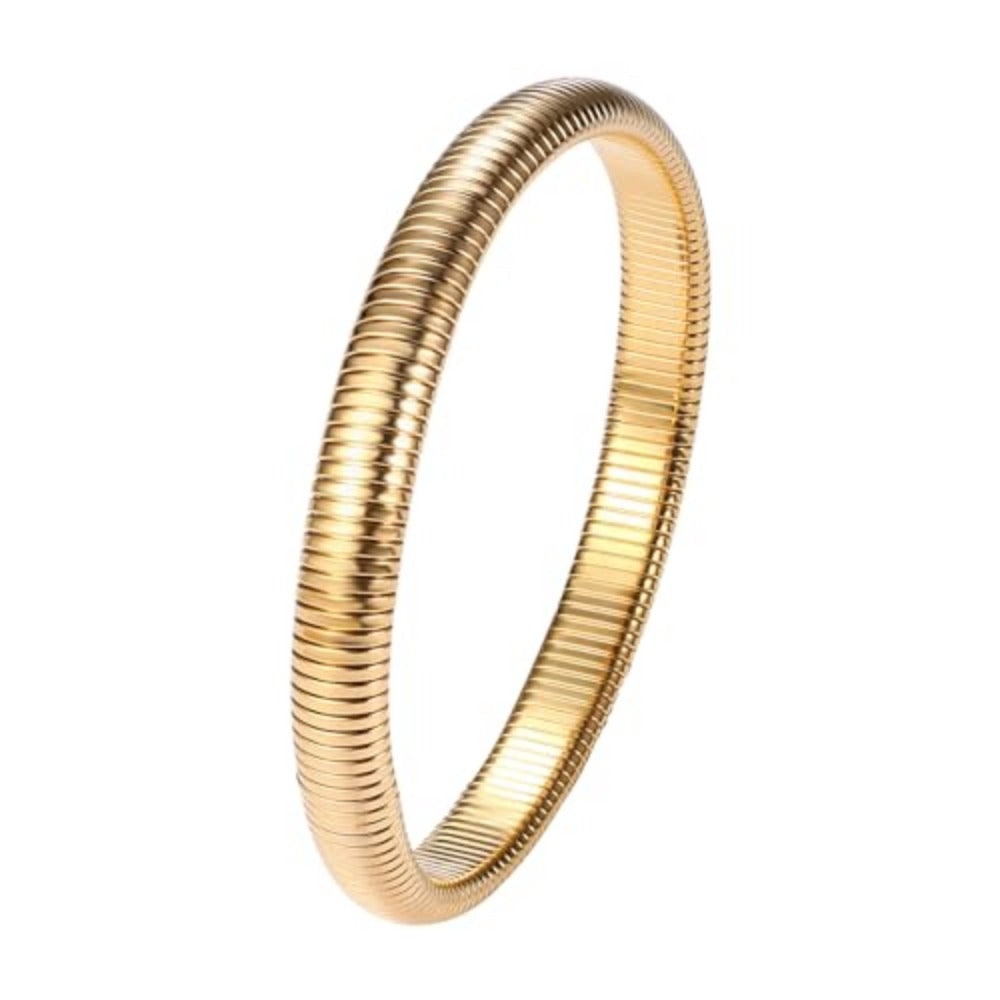 Jewelrywe Pulsera de Serpiente Flexible para Mujer: Brazalete Elástico de Acero Inoxidable de 10 mm de Ancho, Puntero de Serpiente Elástico para Mujer Y