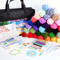 Kit de croché de 40/113 piezas con juego de hilos de 1828.8 metros surtidos para tejer y crochetear, juego de 73 accesorios de croché que incluye ganchillos ergonómicos, agujas de tejer y más, kit ideal para principiantes