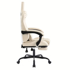 Silla de Juego y Oficina, Silla de Computadora con Reposapiés, Reposacabezas y Soporte Lumbar, Silla Ergonómica, Silla Giratoria y Ajustable en Altura, Opciones en Gris, Beige, , Marrón y Verde
