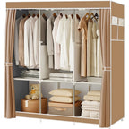 Armario Grande de Lona con Colgadores, Ideal para Almacenamiento en Dormitorio y Sala (, Gris, Marrón), Armarios Portátiles