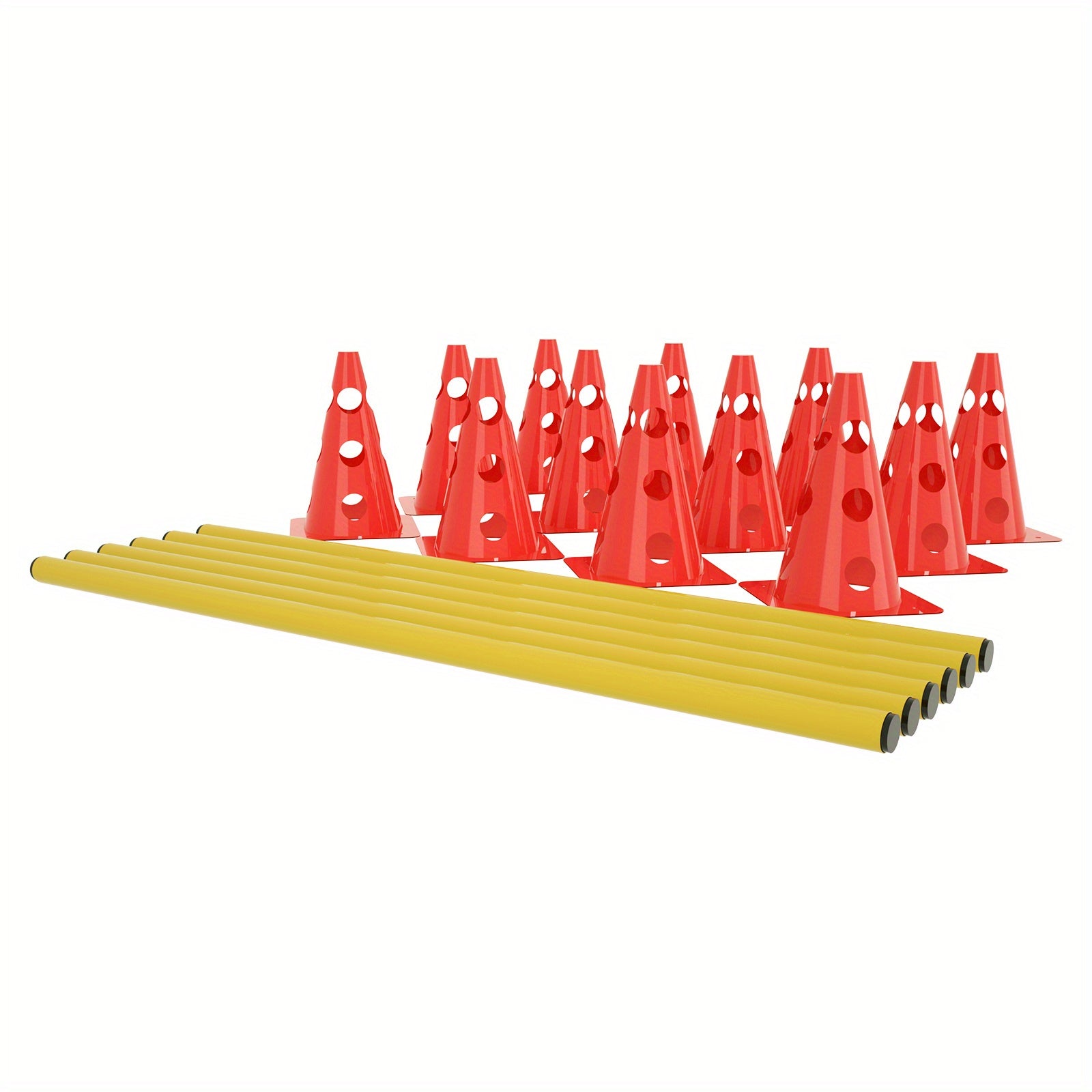 Juego de entrenamiento de agilidad para perros - 12 conos y 6 barras ajustables para ejercicios de coordinación, juego de 6 piezas