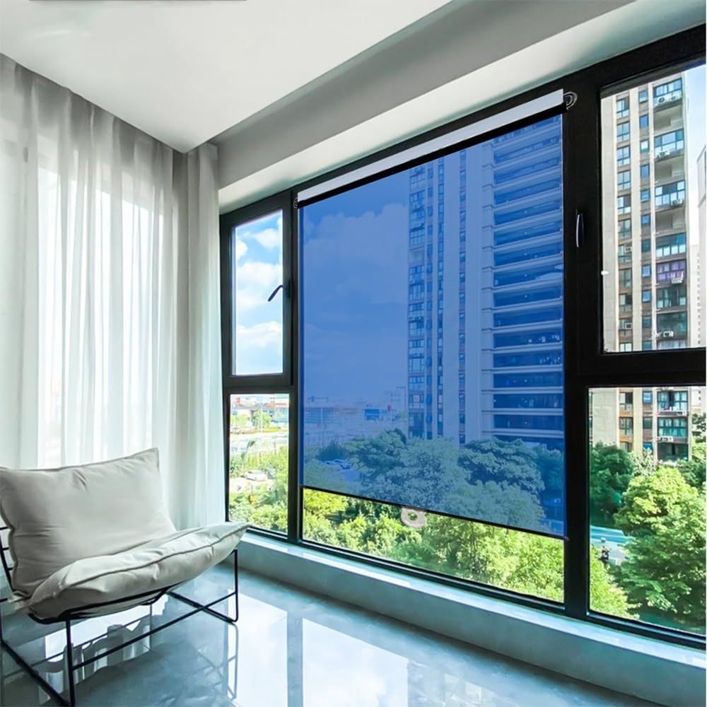 Estor Enrollable Semiopaco para Ventana, Cortina Enrollable Interior con Control de Luz y Privacidad, Estores Modernos para Dormitorio, Salón y Oficina, Persianas Enrollables Decorativas, Instalación con Taladro