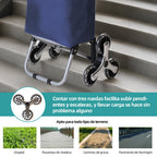 Carrito Compra Plegable de Aluminio, Carro de la compra plegable, tela Oxford bolsa, bolsa de la compra extraíble con ruedas, Carro de la Compra 6 Ruedas con Bolsa Oxford Desmontable, 88 x 33 x 27 cm, 23L.