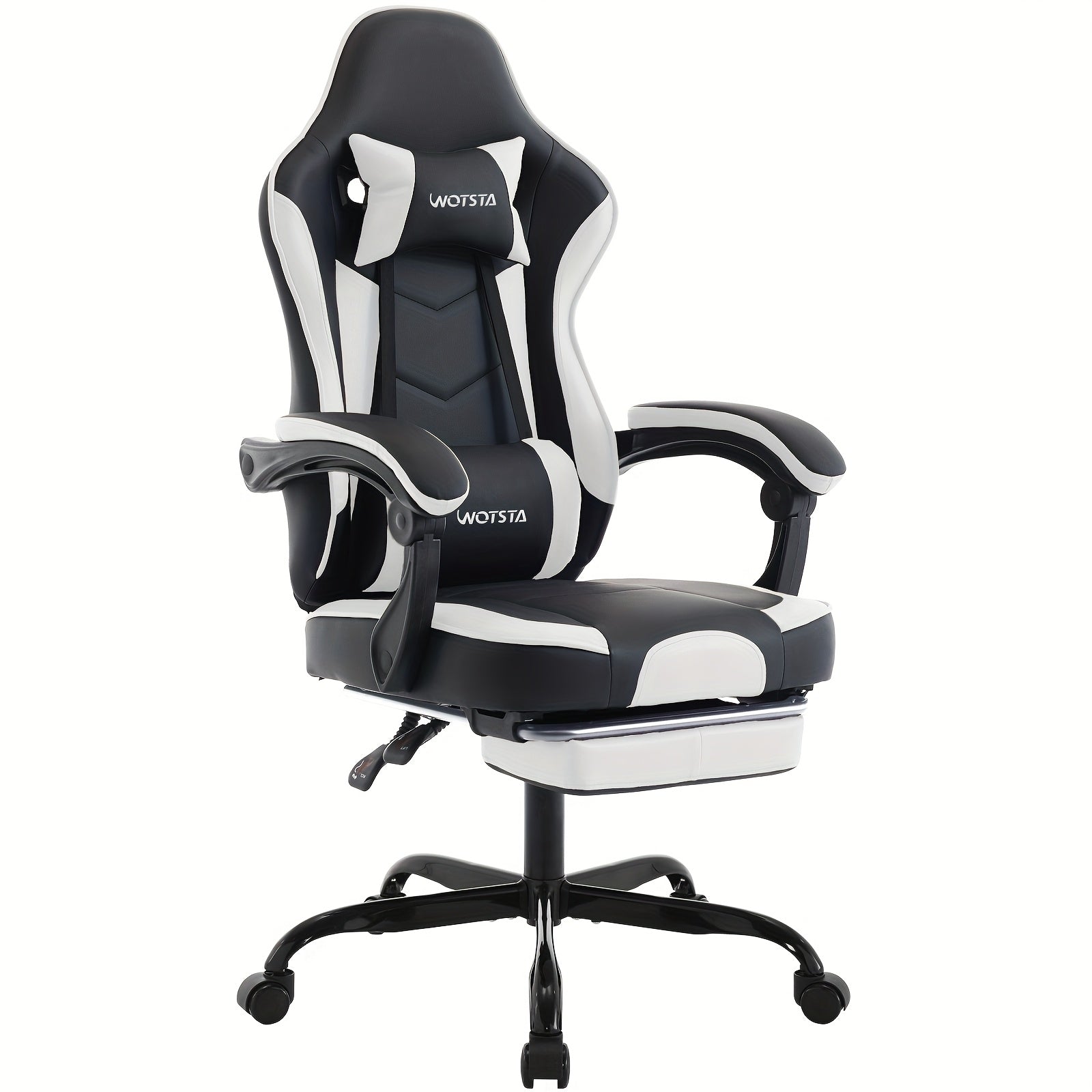 Silla Gaming, Silla para Ordenador, Silla Gaming Ergonómica con Pedales para Pies, Silla de Oficina, Silla Ergonómica para Ordenador con Soporte Lumbar, Silla Gaming de Altura Ajustable, Disponible en Negro