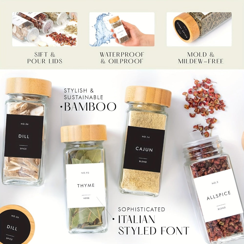 15/24/36 frascos para especias con papel de etiqueta y tapa, 4 oz, botellas vacías para especias con embudo plegable, recipientes de vidrio para condimentos, frascos de almacenamiento, accesorios de cocina para restaurantes comerciales, frascos para condi
