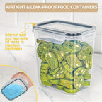 Set de Organización de Cocina Premium de 32 piezas - Contenedores de Almacenamiento Herméticos y Frascos de Especias con Tapas para Refrigerador, Despensa y Gabinete de Cocina - Ideal para Harina, Azúcar, Pasta, Muesli y Suministros para Hornear - Incluye