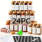 15/24/36 frascos para especias con papel de etiqueta y tapa, 4 oz, botellas vacías para especias con embudo plegable, recipientes de vidrio para condimentos, frascos de almacenamiento, accesorios de cocina para restaurantes comerciales, frascos para condi