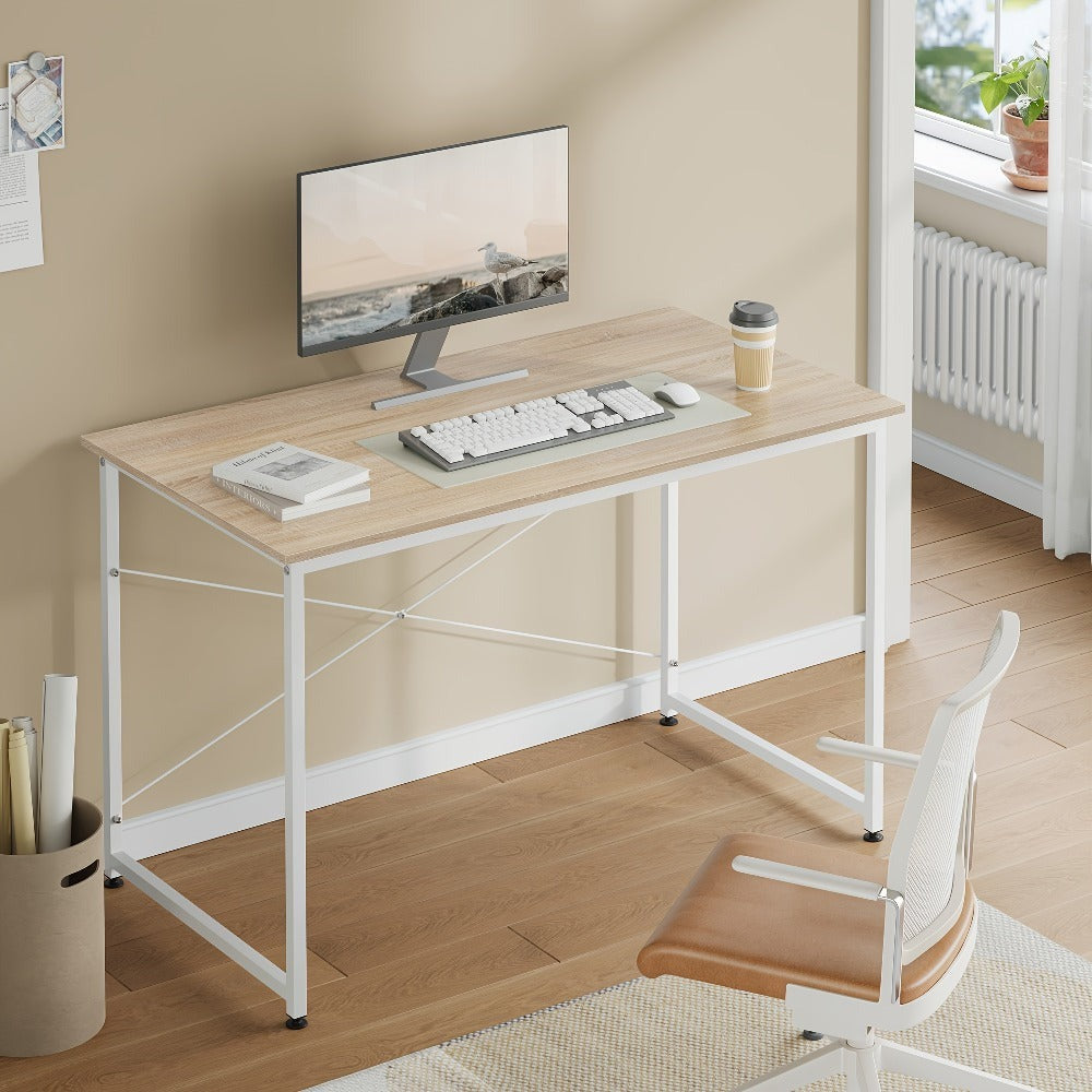 Mesa de escritorio ergonómica universal de 1 pieza para oficina, escritorio para portátil, escritorio para computadora con un soporte de metal resistente, adecuada para oficinas en casa y empresas