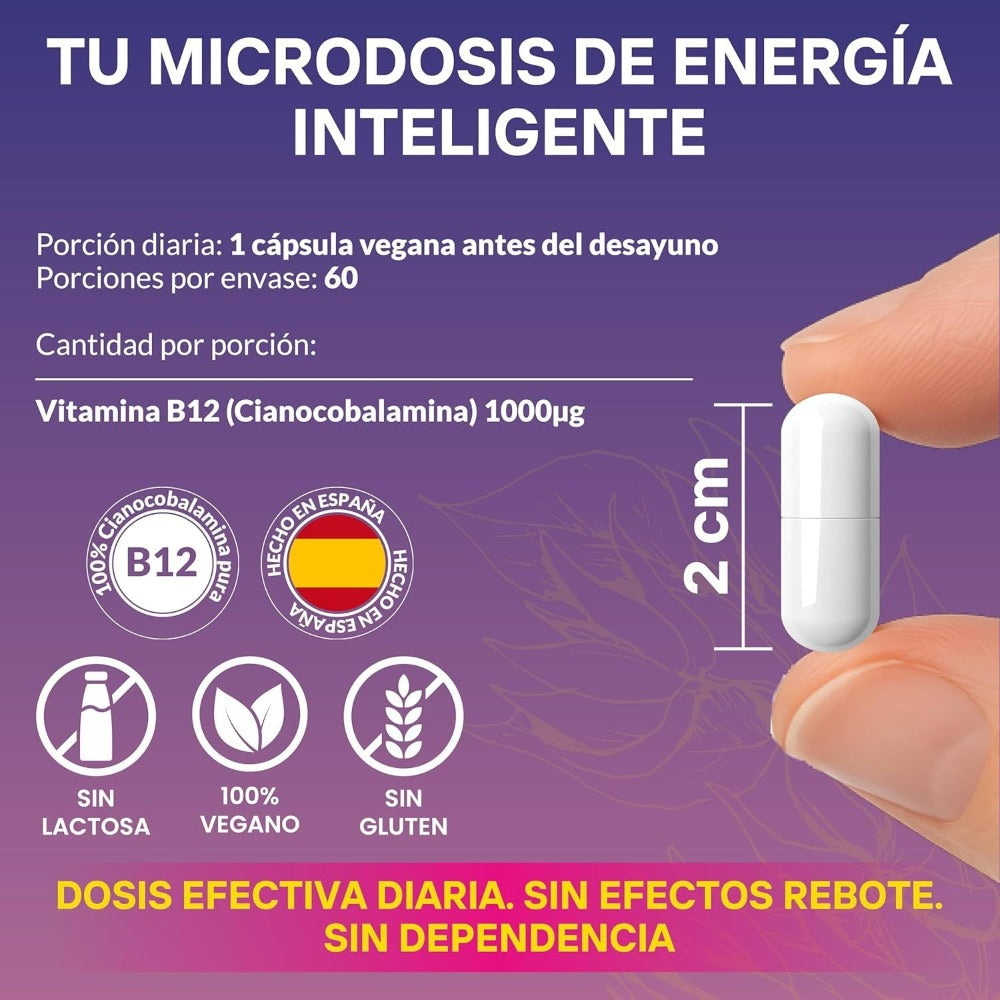 Vitamina B12 1000µg Alta Dosis | 60 Cápsulas Veganas - Sin OGM | Cianocobalamina Alta Absorción | San Pro