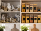 Set de recipientes grandes de vidrio para almacenamiento de alimentos, 4pza.s, 1000Ml | Tarros de cocina altos con tapa de bambú natural y sello de silicona | Contenedores de organización de cocina y despensa para productos secos, espagueti, arroz y cerea