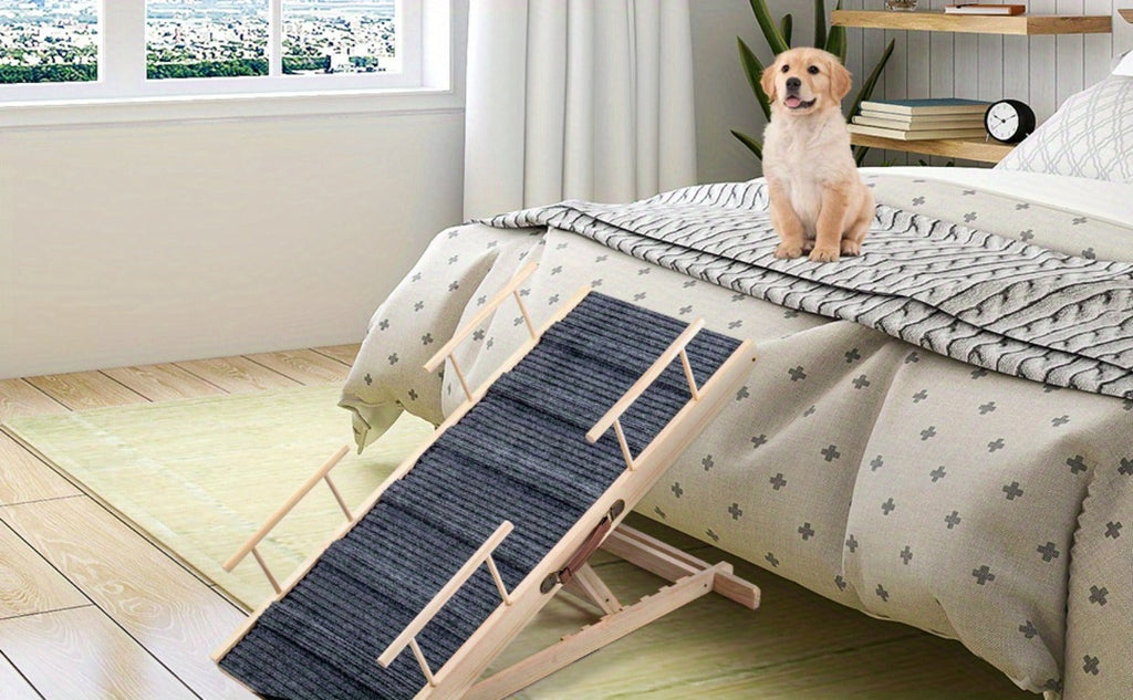 Escaleras y Rampas para Perros Plegables y Ajustables en Altura, Antideslizantes, Capacidad de Carga Hasta 80 kg, Rango de Ajuste de Altura de 30 cm a 60 cm