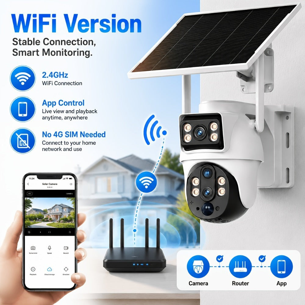 Cámara de Seguridad Exterior XIAOVV: Ofrece Versiones WiFi 2.4G o 4G LTE; Cámara PTZ con Zoom de 10x | Carga Solar | Rotación Horizontal de 355° y Rotación Vertical de 90° | Detección de Movimiento con IA, Área de Detección, Audio Bidireccional, Almacenam