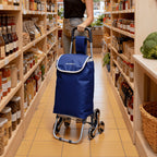 Carrito Compra Plegable de Aluminio, Carro de la compra plegable, tela Oxford bolsa,bolsa de la compra extraíble con ruedas,Carro de la Compra 6 Ruedas con Bolsa Oxford Desmontable, 95x41x28 cm, 34.6L.