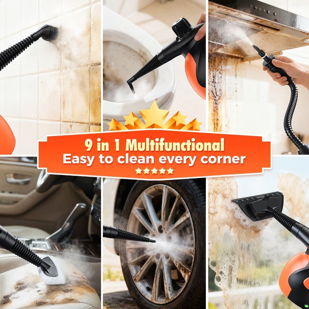 Limpiador de vapor presurizado ajustable, vaporizador de mano multisuperficie para limpieza, salida de vapor de 1 bar a 3.5 bar, caldera engrosada mejorada, limpieza 100 % libre de químicos con bloqueo de seguridad para azulejos, ventanas, baños, cocina,