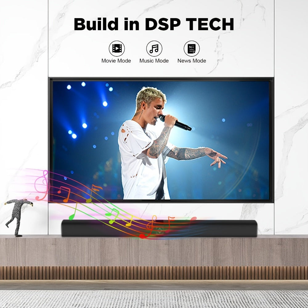 Barras de sonido de 81.28 cm para TV, barra de sonido para Smart TV, altavoz sin varillas, barra de sonido con cable e inalámbrica, barras de sonido separables 2 en 1 con conexión ARC/óptica/AUX, con control remoto por infrarrojos