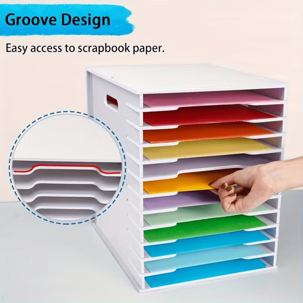 Organizador de papel para álbumes de recortes de varios tamaños, carpeta de almacenamiento clasificadora de archivos de 12 niveles, estante de escritorio para papel de scrapbooking, apto para oficina en casa, tamaño grande/mediano/pequeño, almacenamiento