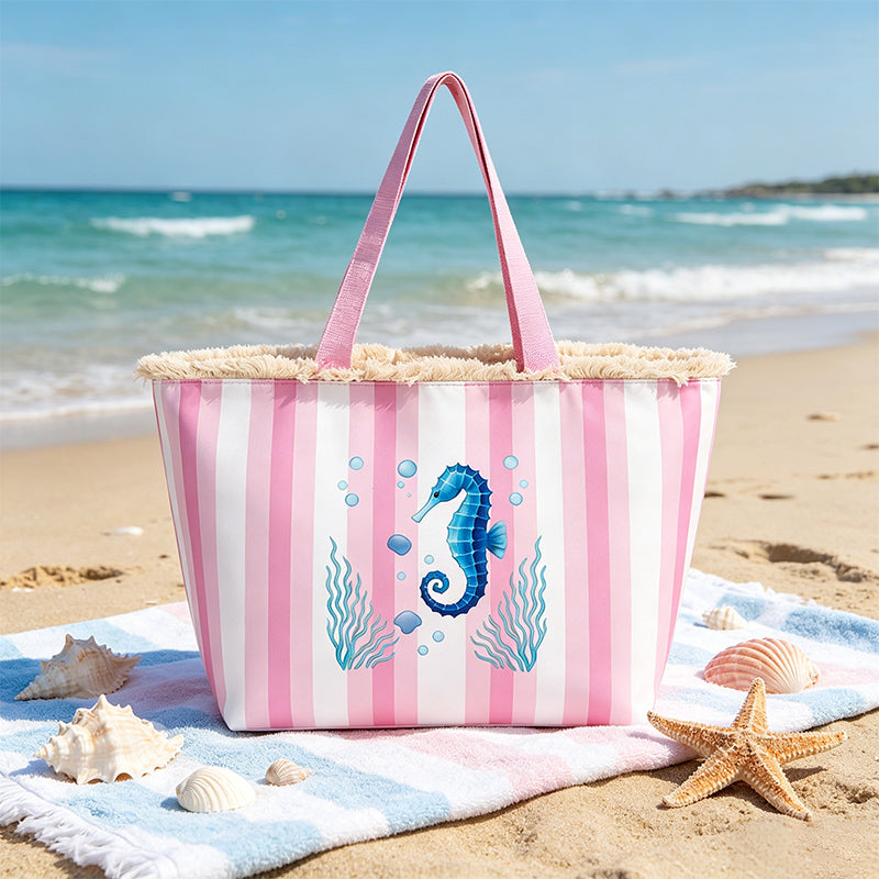 Bolso Tote de playa con estampado de animales marinos, bolso de gran capacidad para mujer, bolso bandolera, ideal para playa, piscina, viajes y uso diario