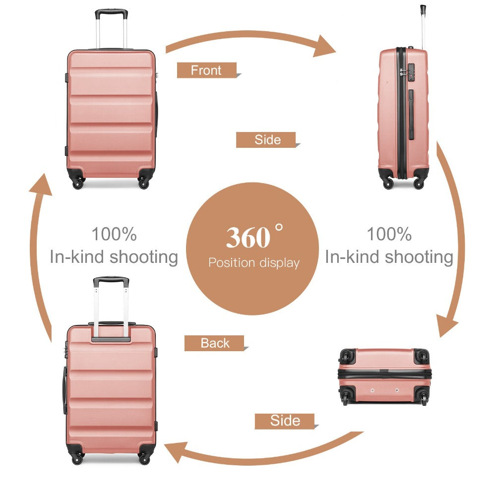 Diseño horizontal desnudo de gran capacidad con cerradura TSA ruedas giratorias maleta de shell duro ABS para regreso a clases regalo de vacaciones