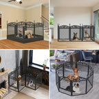 Parque de juegos resistente para perros de 8 paneles: Valla de metal para cachorros y perros, apta para uso en interiores y exteriores, recinto de ejercicio plegable para mascotas con almohadilla, ideal para partos y entrenamiento, incluye puerta, adecuad