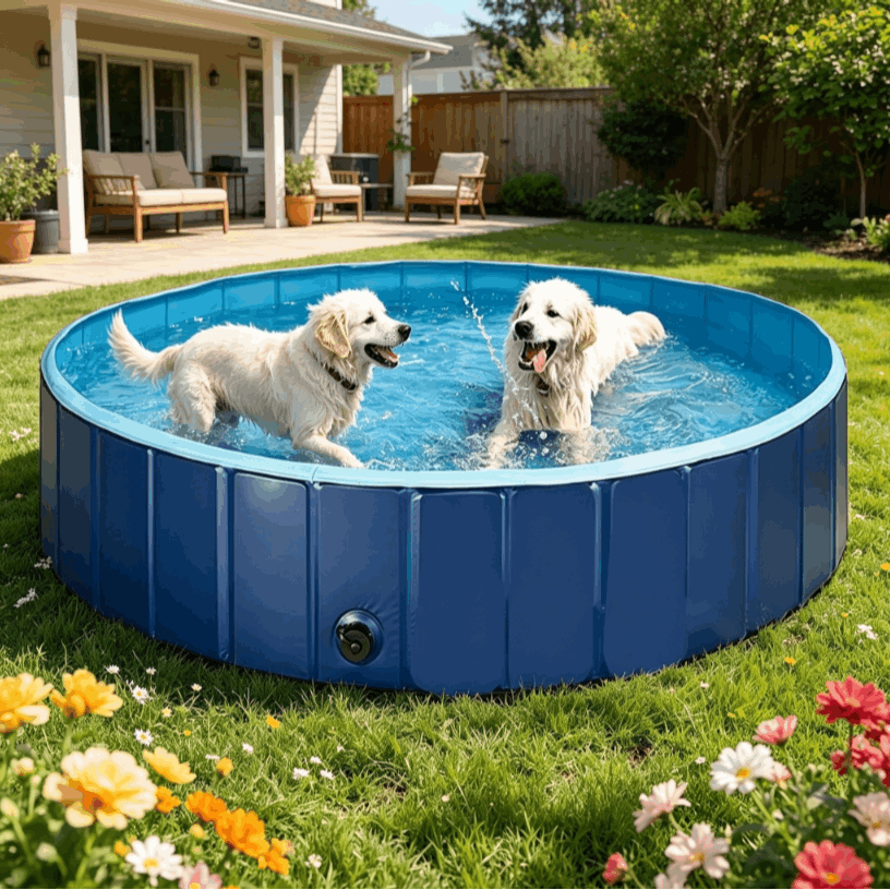 Piscina Plegable para Perros Gatos Bañera Portátil para Mascotas Plegable PVC y Resistente 80x20cm