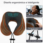 Una Almohada Cervical Ergonómica en Forma de U con Bolsa de Almacenamiento, Espuma de Memoria con Tecnología de Rebote Lento, Funda Lavable a Máquina, Ligera y Portátil para Avión, Oficina y Hogar, Apoya Cuello y Cabeza, Ideal para Siestas, Lectura y Ver