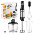 Batidora de mano de inmersión 6 en 1 - Varilla batidora de acero inoxidable con 5 velocidades, picadora, batidor y espumador de leche para carne, puré de patatas y comida de bebé