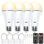 Bombilla Recargable USB con Temporizador Remoto, 5 Modos de Iluminación, Lámpara Colgante para Exteriores con Gancho para Tienda de Campaña, Gallinero, Bombilla de Respaldo de Batería para Apliques y Lámparas