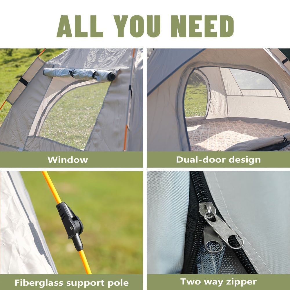 Tienda de campaña PAKICETUS Pop Up para 1/2/3 personas | Amplia, ligera, portátil, ideal para senderismo y camping al aire libre, color amarillo sólido, material de poliéster y fibra