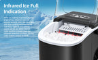 Máquina de cubitos de hielo LEENON, productora de cubitos de hielo de 12 kg, 8 cubitos listos en 6 minutos, máquina de cubitos de hielo negra con asa portátil, 12 kg/24 H, máquinas de cubitos de hielo autolimpiables