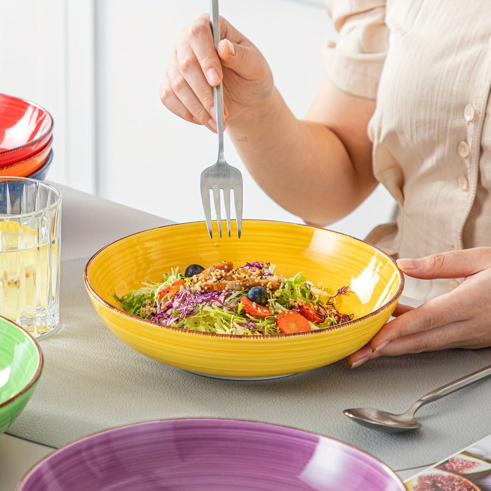 Juego de 6 tazones de arcilla coloridos para pasta, cada uno con una capacidad de 1140 ml, perfectos para servir sopa
