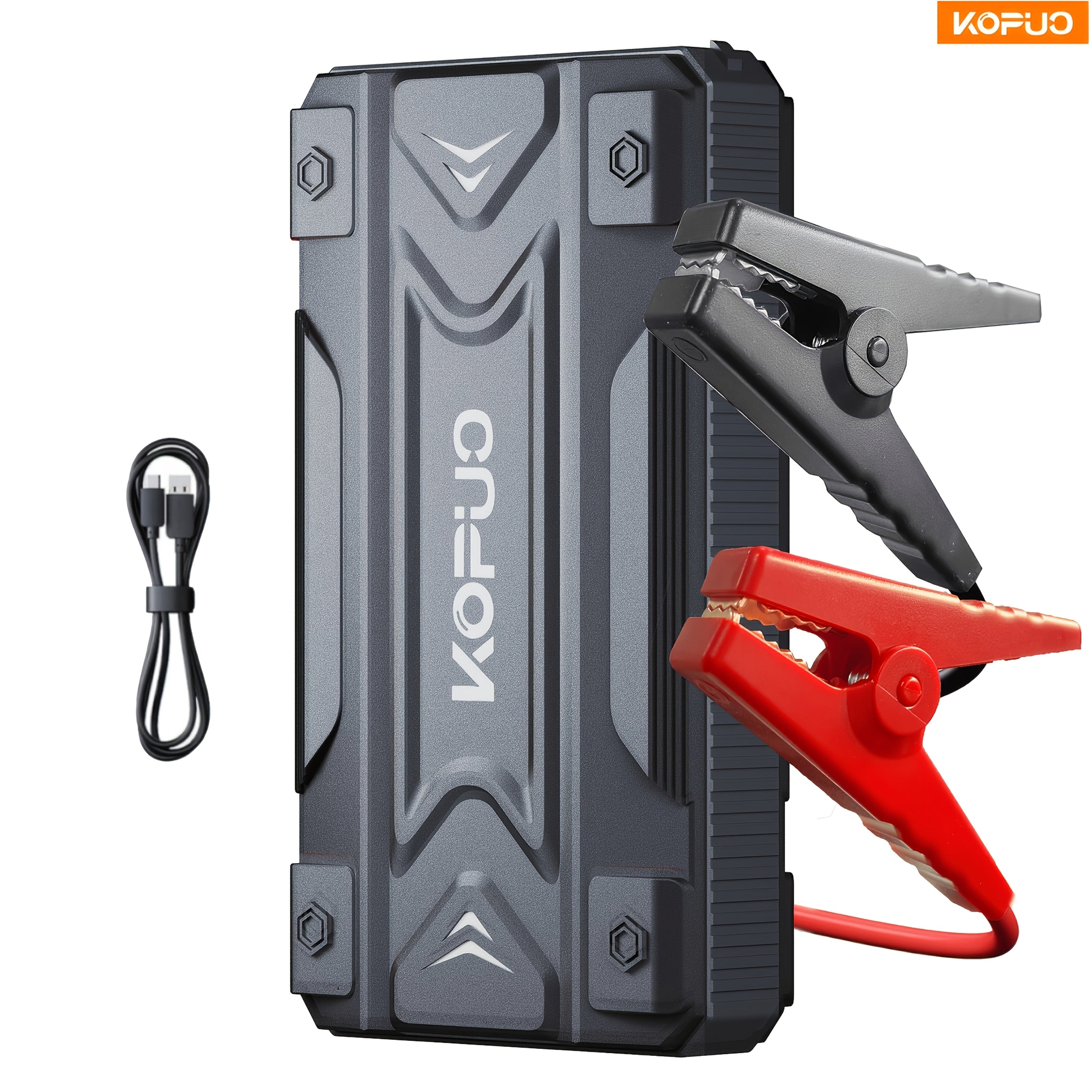Arrancador portátil de batería de coche KOPUO 6000A - Herramienta profesional de mecánico automotriz (hasta 8.5L gasolina/7L diésel) Banco de baterías de emergencia de 12V con pinzas de seguridad inteligentes, pantalla LCD, diseño de luz LED ultrabrillant