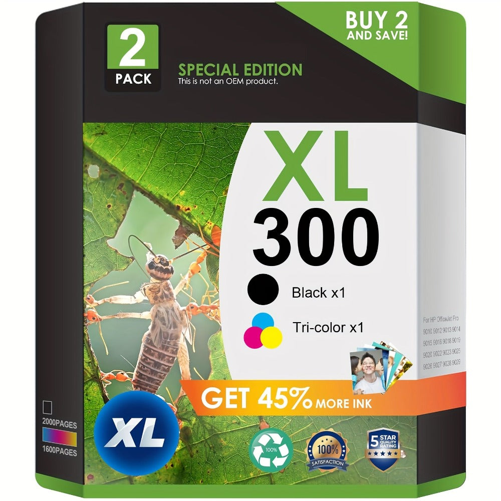 Cartuchos de tinta 300XL negro y tricolor de repuesto para trabajar con HP 300 XL o ENVY 100 110 120 Deskjet D2660 D5560 F2480 F4280 F4580 PhotoSmart C4600 C4680 C4780, paquete de 2