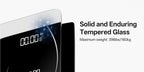 Báscula de baño de alta precisión, báscula electrónica de cuerpo con pantalla LCD ultradelgada con visualización de temperatura, inicio automático al pesar, pesaje hasta 180 kg, cambio de unidad LB/KG, diseño de plataforma de vidrio templado antideslizant