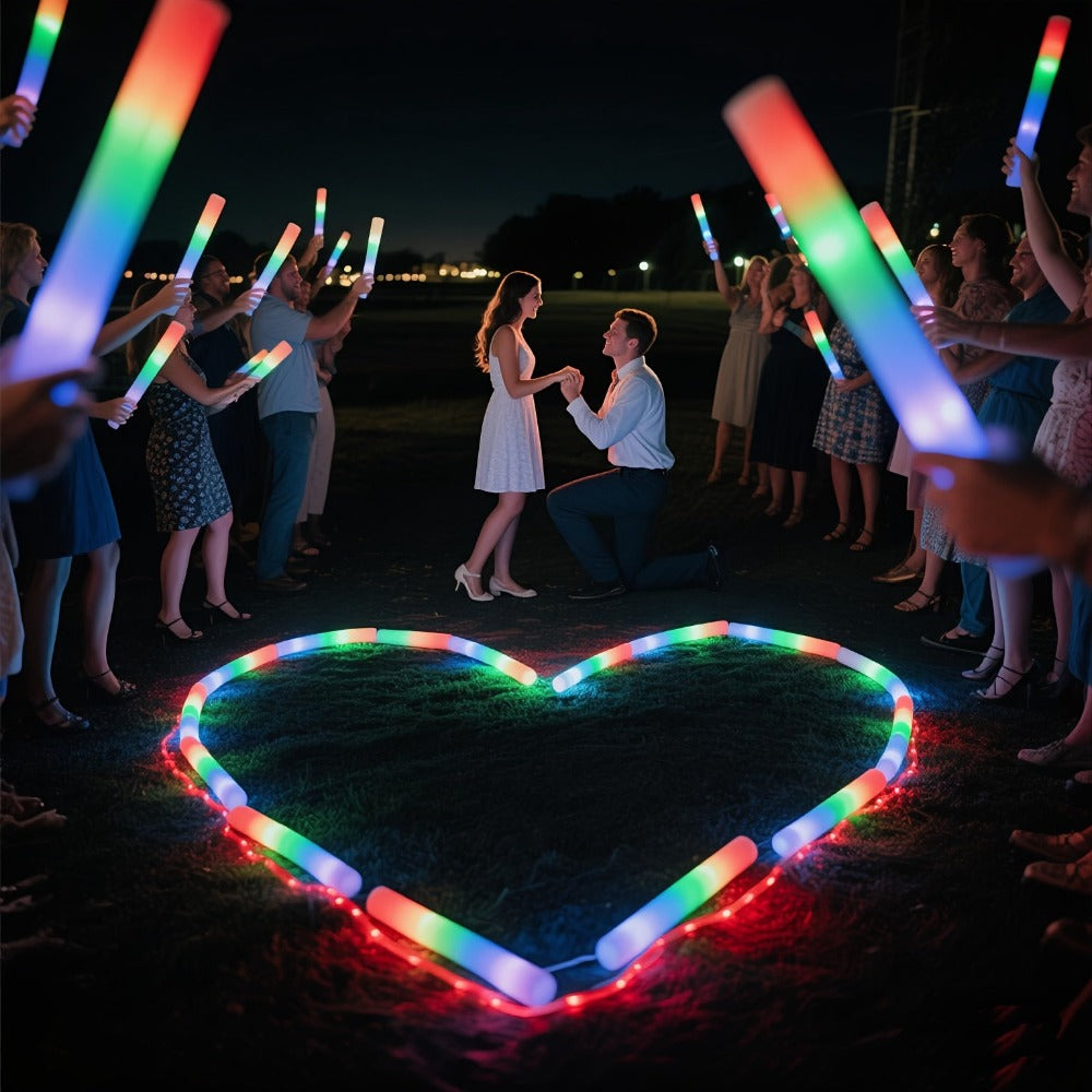 100 Barras Luminosas de Espuma para Recuerdos de Fiesta, 3 Modos de Destello para Barras de Espuma LED, Brillo para Suministros de Fiesta, Perfecto para Decoración del Hogar, Decoración Exterior, Boda para Fiesta, Cumpleaños