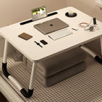 Mesa plegable multifunción para cama y sofá con portavasos, 60×40×28 cm, mesa auxiliar con atril para leer en la cama, bandeja multifunción para ordenador, libros, trabajo y estudio en casa (con cajón / sin cajón)