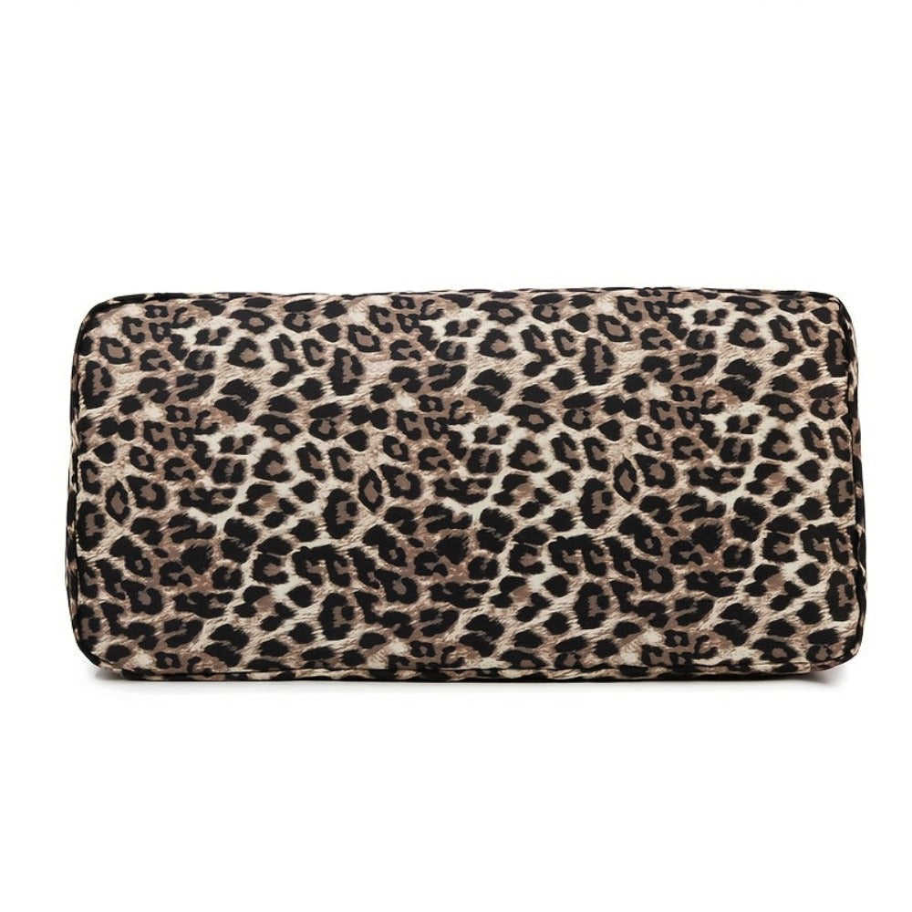 Maleta moderna con estampado de leopardo y amplio espacio, con compartimento separado para zapatos, correa de hombro ajustable, ideal para el gimnasio, yoga y escapadas de fin de semana, así como actividades de ocio y camping al aire libre