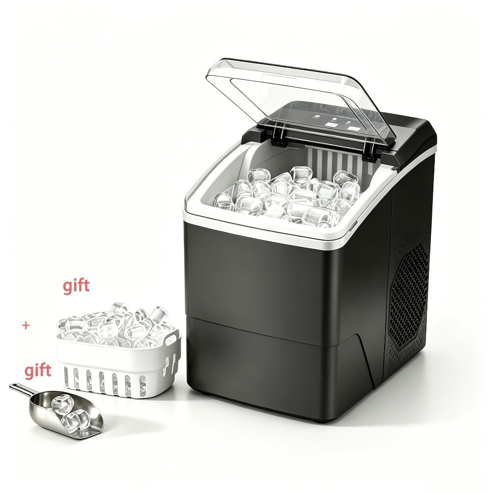 Máquina de cubitos de hielo, pequeña máquina para hacer hielo, con dos tamaños diferentes de cubitos, autolimpiable, asa portátil, perfecta para cocina, camping, autocaravana, fiestas, imprescindible para el verano, ideal para días calurosos