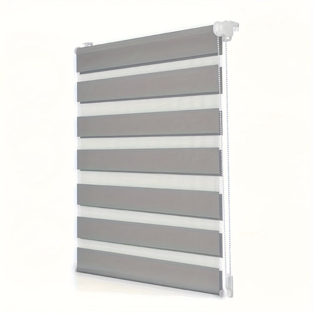 Persiana de doble rodillo sin taladro con abrazadera, longitud de 220 cm - Persianas duet modernas translúcidas y oscuras con soportes, persianas de poliéster con cordón 100% para ventanas y puertas de dormitorios, fácil instalación y control de la luz, o