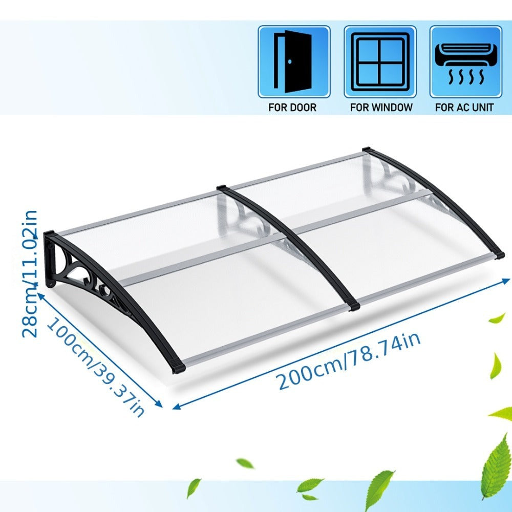 Toldo inclinado, toldo de toldo, soporte de toldo para escaparate, para puerta de entrada, protección contra la intemperie, cubierta para la lluvia, toldo para puerta de entrada, diseño de toldo curvo, toldo para puerta, toldo para jardín, balcones, venta