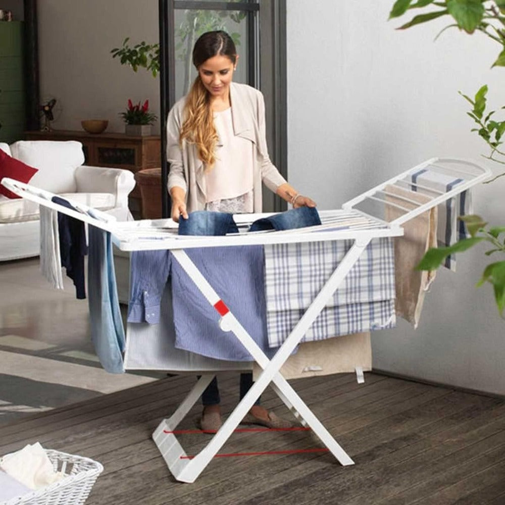 Tendedero Plegable con Alas, 20 Metros de Superficie de Tendido, Hecho de Resina Resistente al Sol y a la Intemperie, 180 x 108 x 55 cm - Dekohome